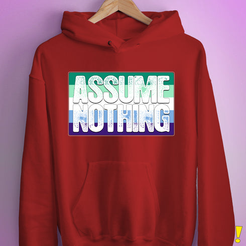 Assume Nothing Gay Male Pride Flag Hoodie - Red